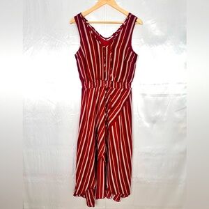 Red and White Striped Sleeveless Lined Maxi‎ Dress Size M